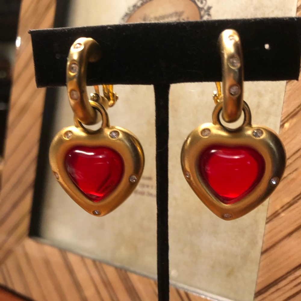 Givenchy clip on earrings Red Heart Vintage